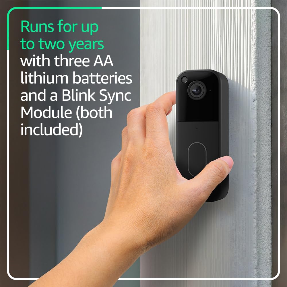 Blink Video Doorbell + Outdoor 4 – Wireless smart security cameras, head-to-toe HD view, two-year battery life. Sync Module Core included – 5 camera system + Video Doorbell