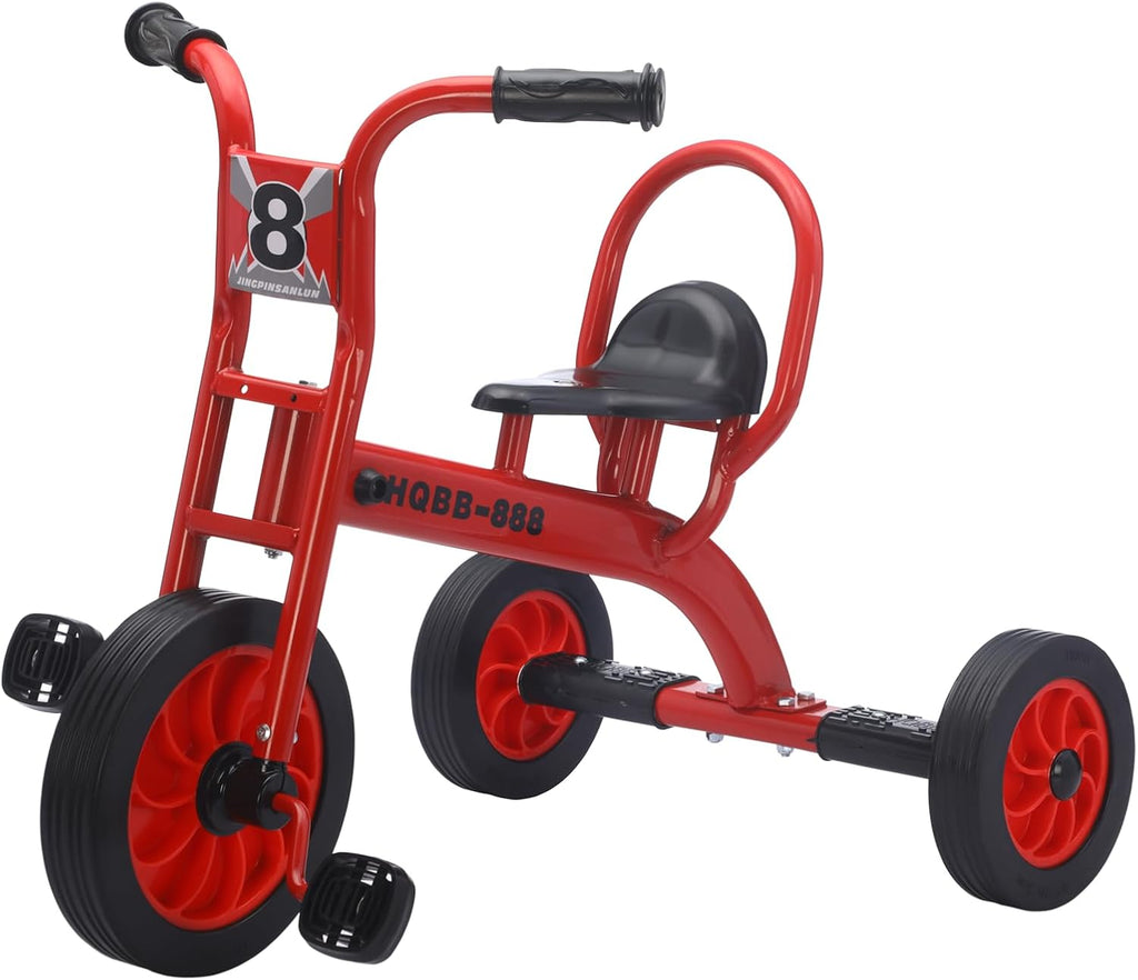 Kids Tricycle for Age 2-6, Big Wheel Kids Trike Bike, Preschool Daycare Outdoor Tricycle with Airless Rubber Tires and Non-Slip Pedals, Gift for Boys and Girls