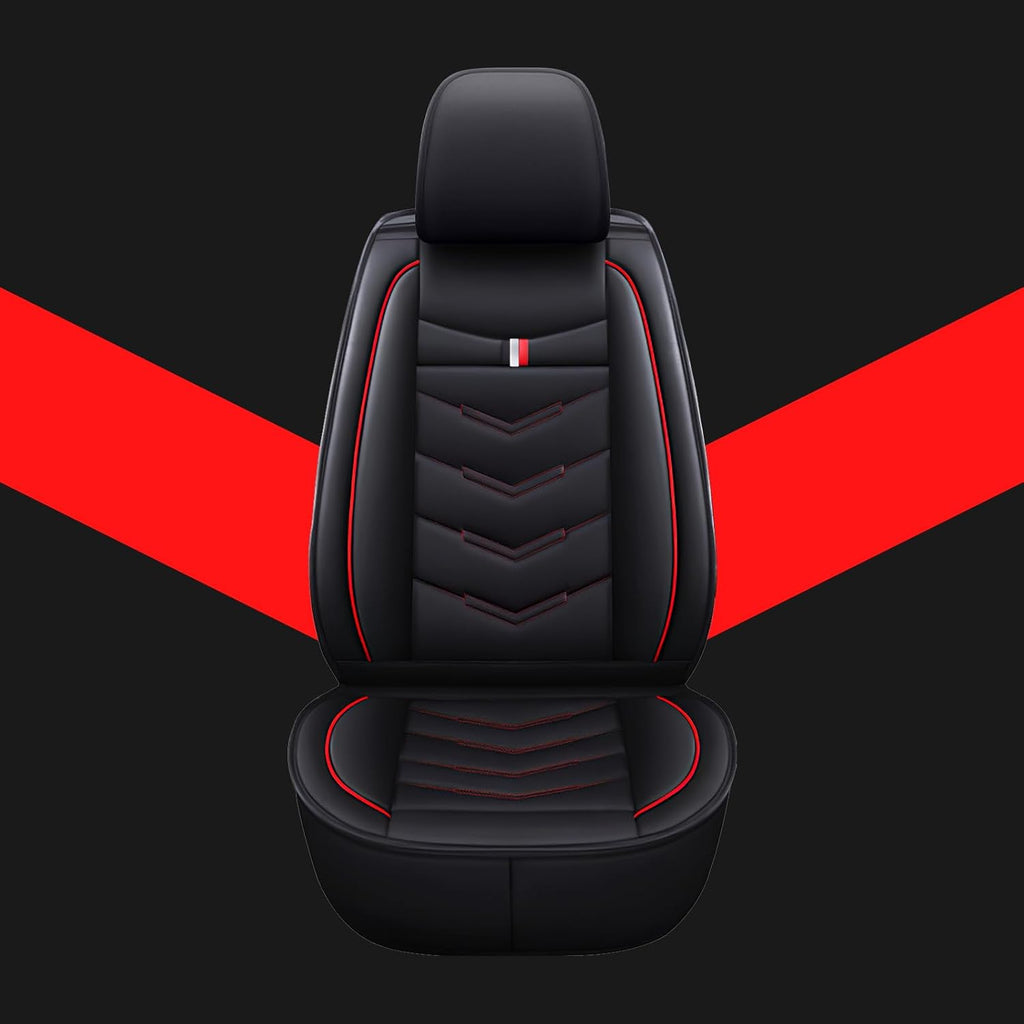Car Seat Covers 7 Seats for Ford Expedition 2005-2025, Waterproof Durable Leather Vehicle Cushion Covers, Breathable Full Coverage Seat Protector(Standard,Black Red)