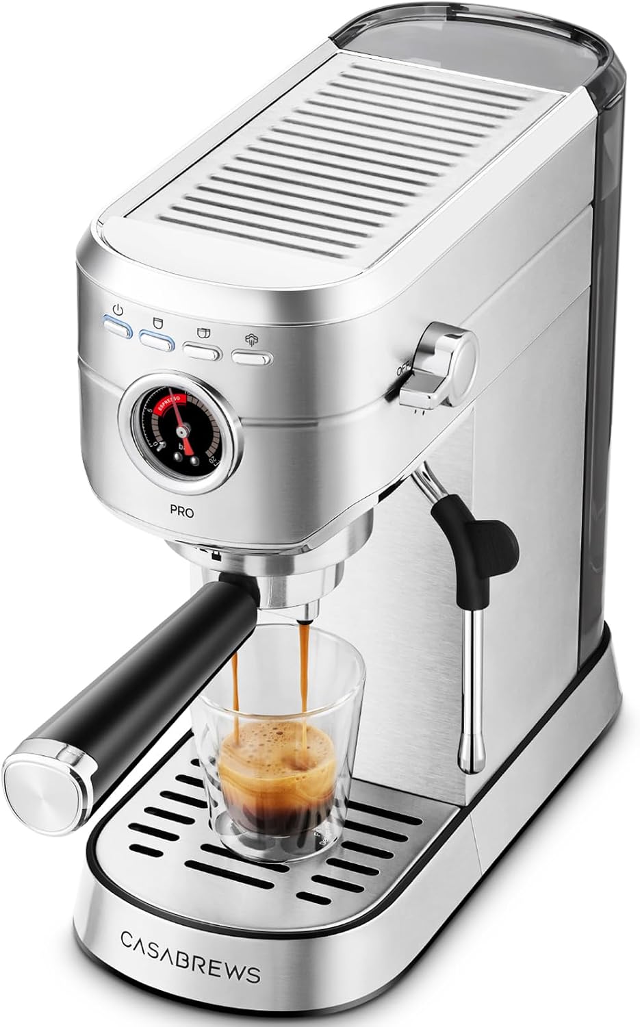 CASABREWS 5418 PRO Espresso Machine 20 Bar, Upgraded Espresso Maker with Powerful Steam Milk Frother, Stainless Steel Coffee Machine with Fast Heating System for Cappuccino, Latte, Silver