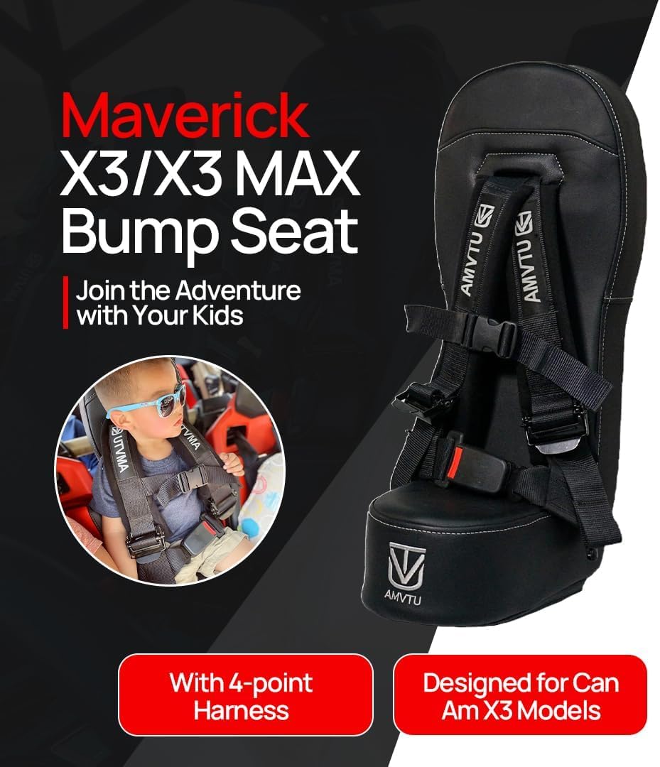 UTVMA Bump Seat Compatible With Can Am X3 - Easy Install | UTV Jump Seat | Bump Seat for Kids - Harness & All Mounting Hardware Included, Front or Rear Use | All Models of X3 | (2017-2025)