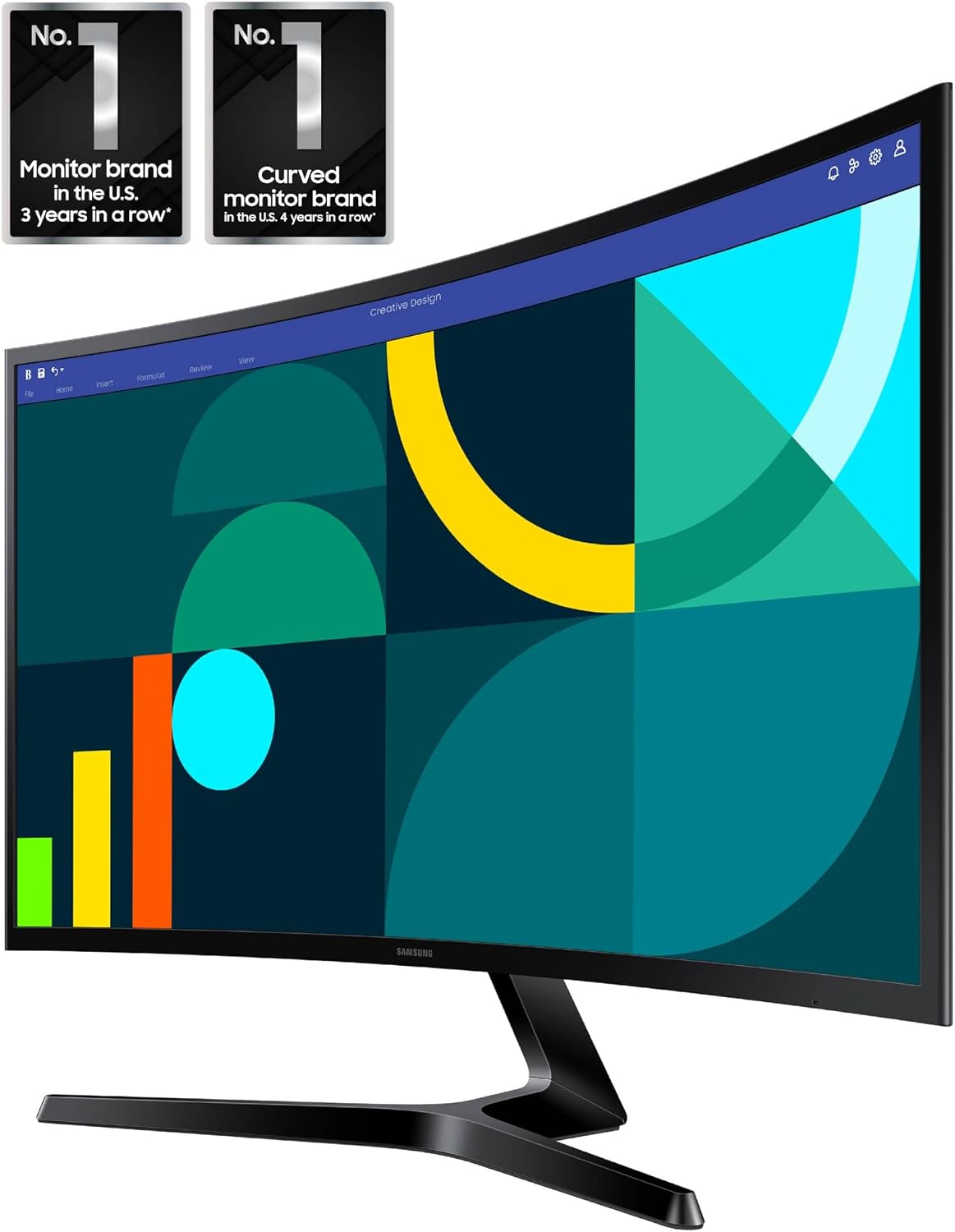 Samsung 27' Essential S3 (S36GD) Series FHD 1800R Curved Computer Monitor, 100Hz, Game Mode, Advanced Eye Comfort, HDMI and D-sub Ports, LS27D366GANXZA, 2024