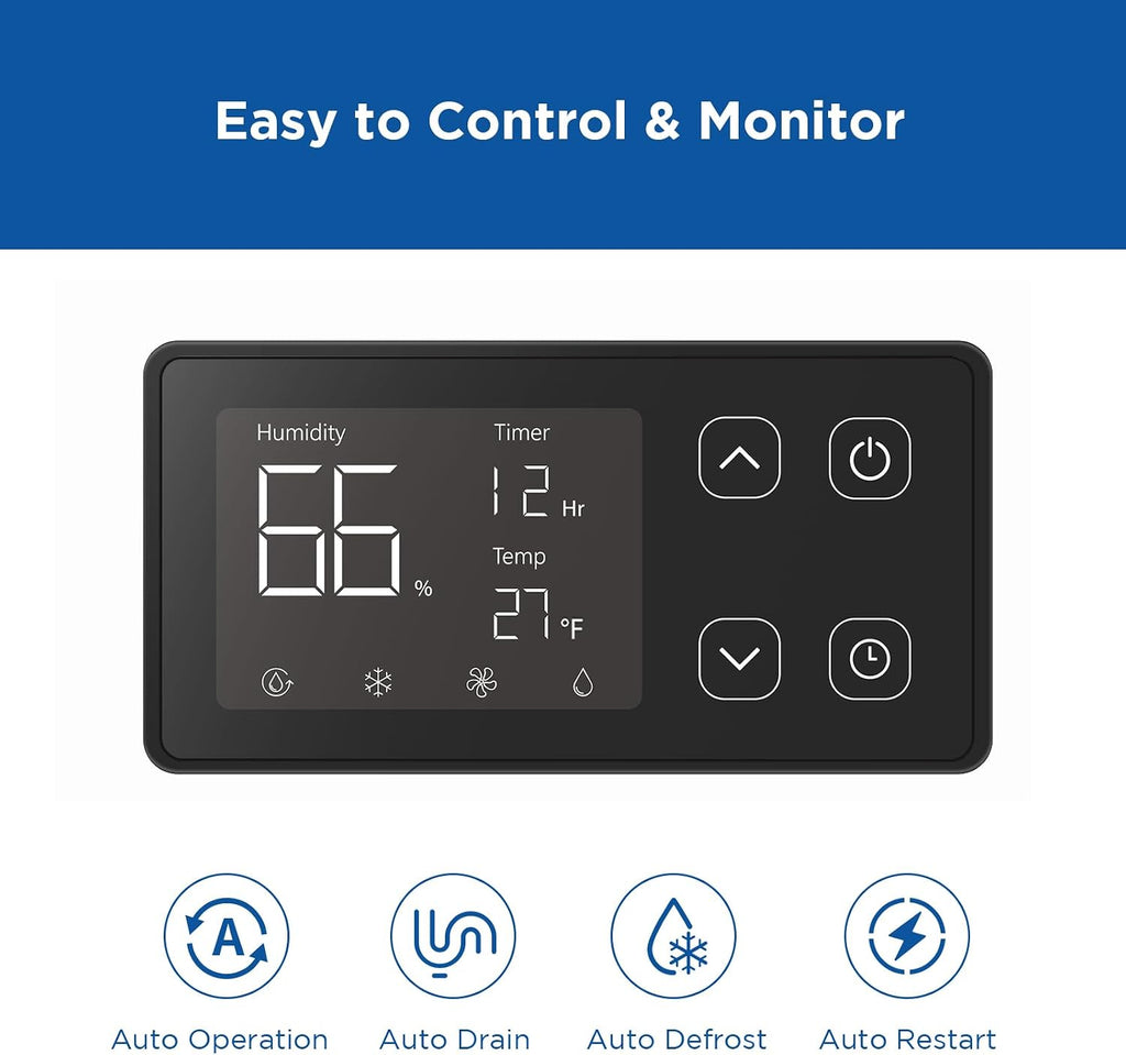 70 Pints Commercial Dehumidifier with Drain Hose, Compact Crawl Space Dehumidifiers for Basement and Home, Energy Star Certified, Automatic Defrost | MOISWELL Defender ME-7