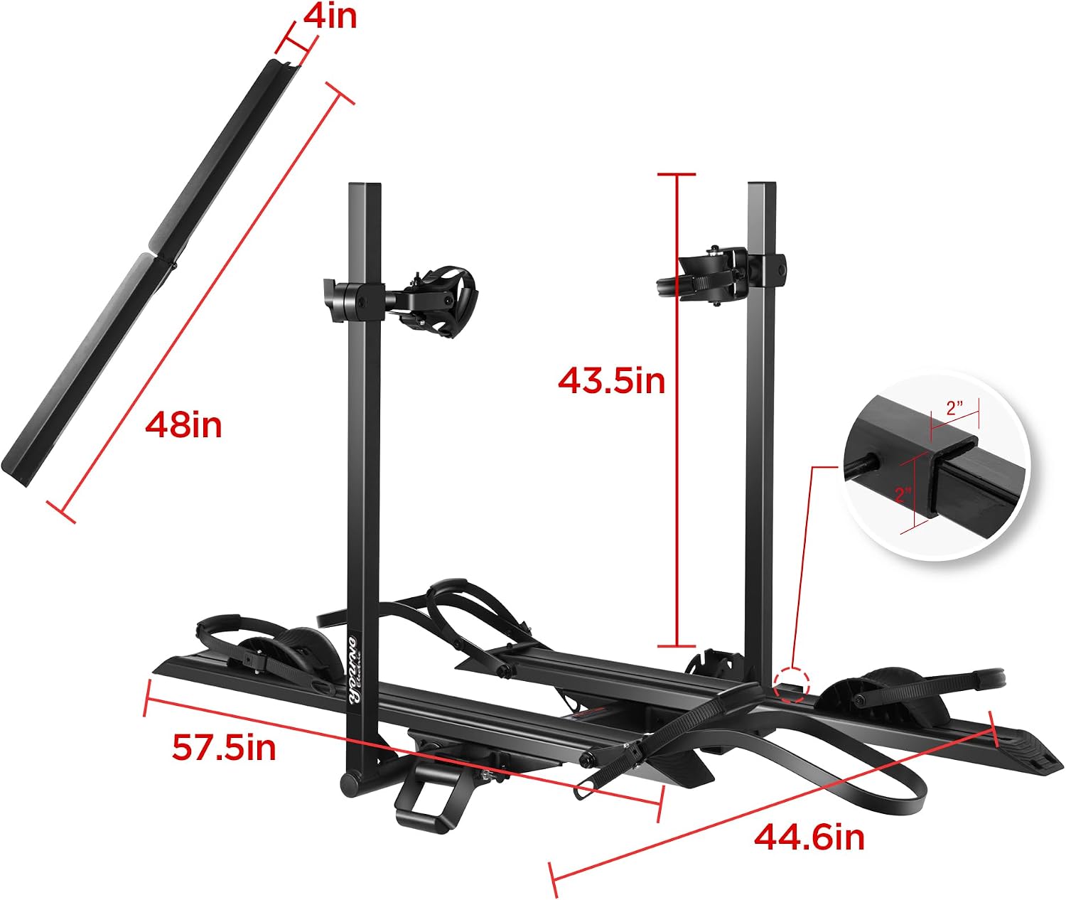 Young Electric Bike Rack for Car - Hitch Mount Ebike Rack with Ramp 200LBS Foldable Bike Carrier for SUVs Trucks Vans RV with 2' Receiver, Aluminum Bicycle Racks for 5' Fat Tire