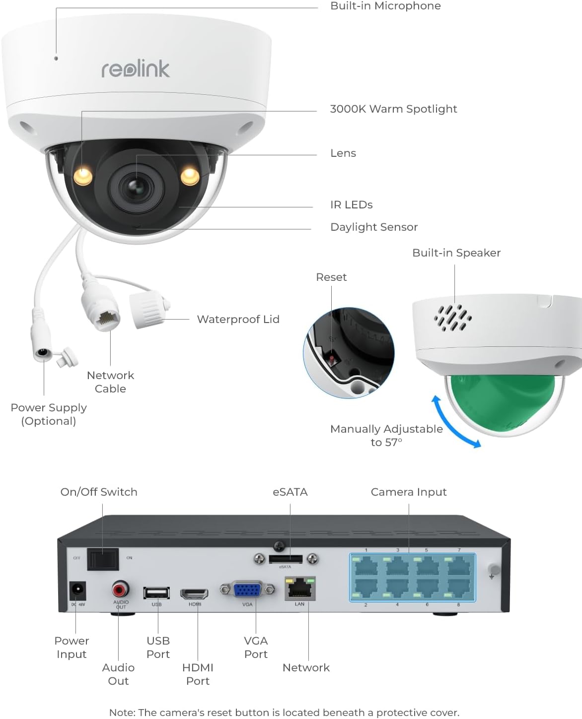 Reolink 5MP 8CH Home Security Camera System, 4pcs 5MP IK10 Vandalproof PoE Cams Wired Outdoor, 130° Ultra Wide Angle, Color Night Vision, Smart AI Detection, 2-Way Talk, 8CH NVR 2TB HDD, RLK8-500V4