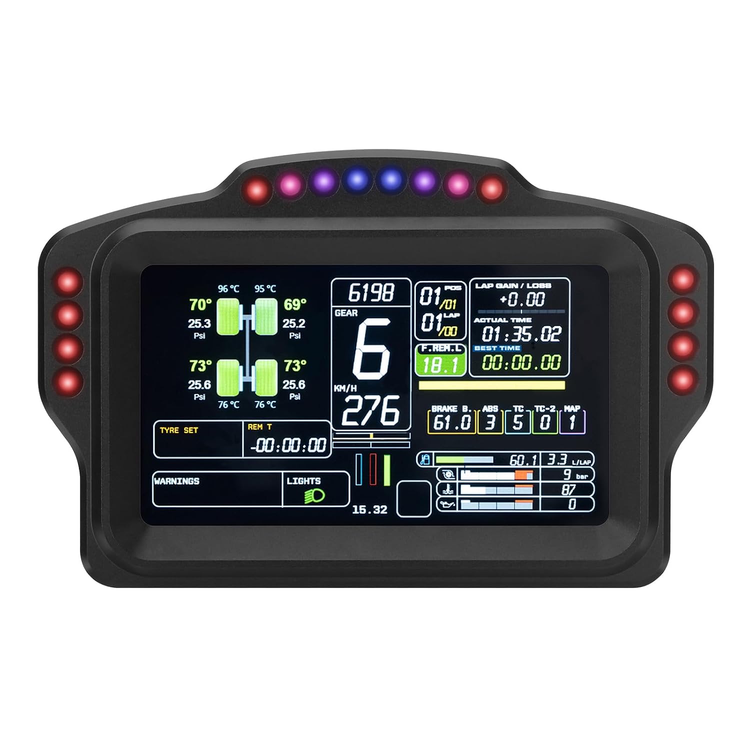 DV480 Pro V5 SimRacing Dashboard-DDU-Display Sim Racing Dash with 5' Screen & 16 RGB LEDs for Simulation Racing Games Accessories