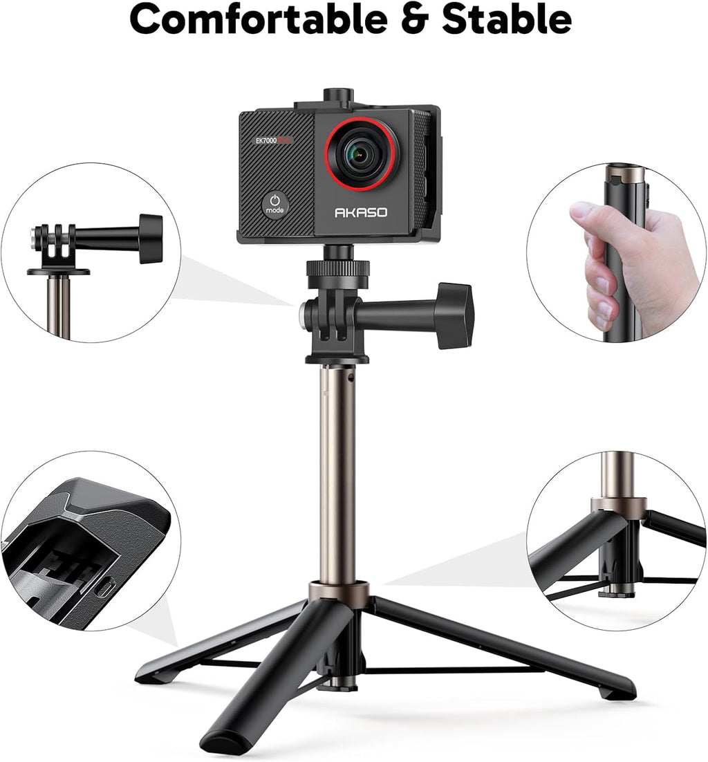 AKASO EK7000 Pro 4K30fps 20MP Action Camera EIS Ultra HD 131FT Waterproof Underwater Camera with Mini Selfie Stick Tripod and Carrying Case Helmet Accessories Kit Bundle