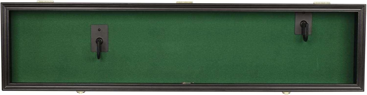 ONE 44' Rifle Gun Shotgun Display Case Saber Sword Golf Club Display Case Cabinet Rack Putter Shadow Box w/98% UV - Lockable Door (Green Felt)-Black Frame