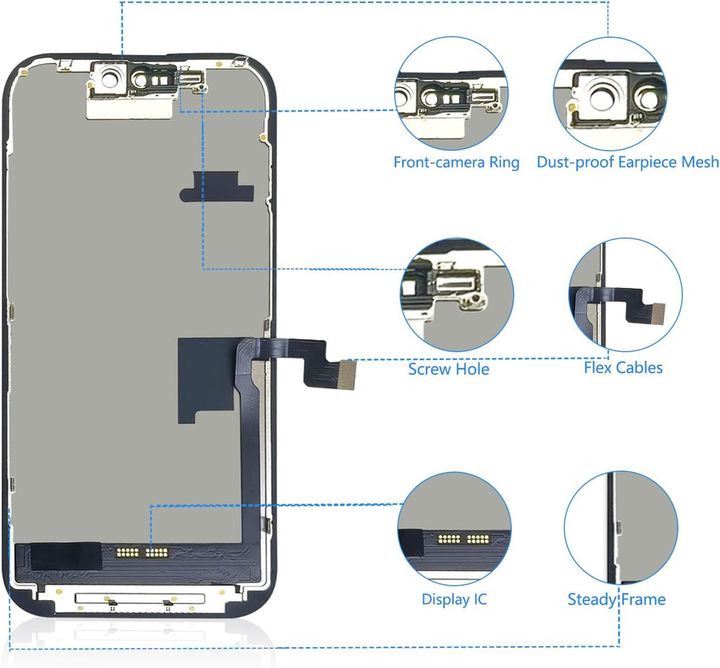 for iPhone 16 Pro Screen Replacement, 6.3 inch LCD Display 3D Touch Full HD Digitizer Frame Assembly, Compatible with A3083, A3292, A3293, A3294 Models, Repair Kit + Screen Tempered Protector