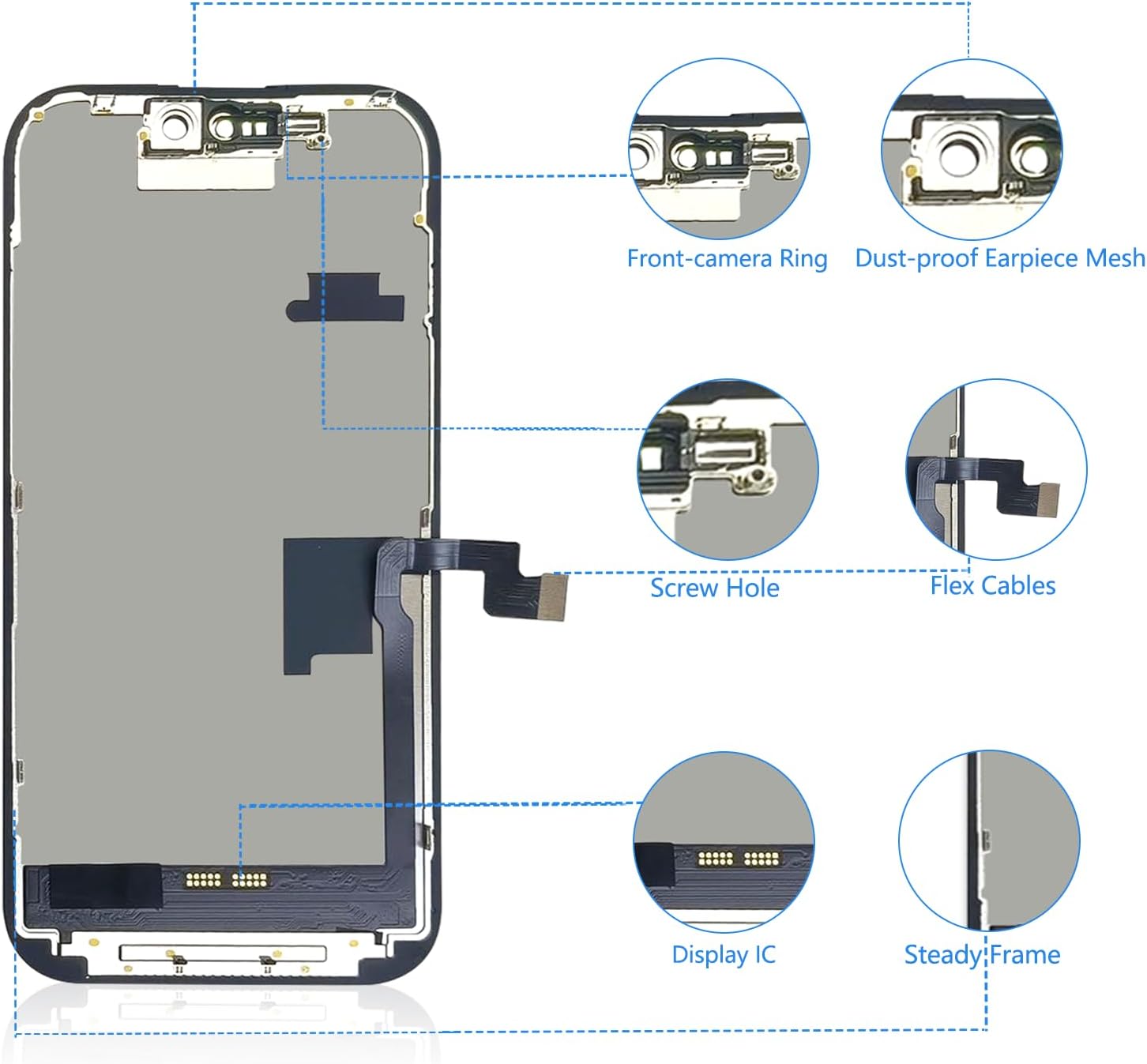 for iPhone 16 Pro Screen Replacement, 6.3 inch LCD Display 3D Touch Full HD Digitizer Frame Assembly, Compatible with A3083, A3292, A3293, A3294 Models, Repair Kit + Screen Tempered Protector