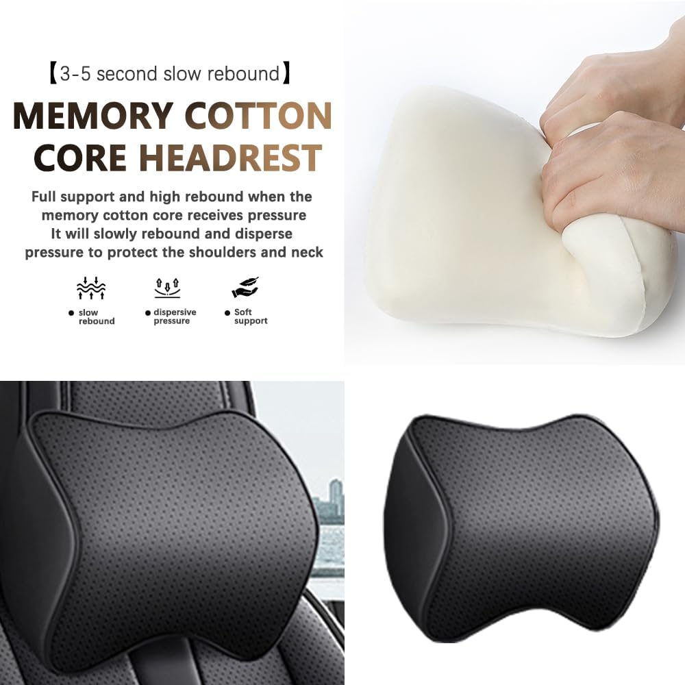 Car Seat Covers 2 Seats Fit for Mitsubishi Montero 1999-2005,Waterproof Leather Seat Covers,Airbag Compatible,Car Seat Protectors Interior Sets(2PCS with Pillows,Black)