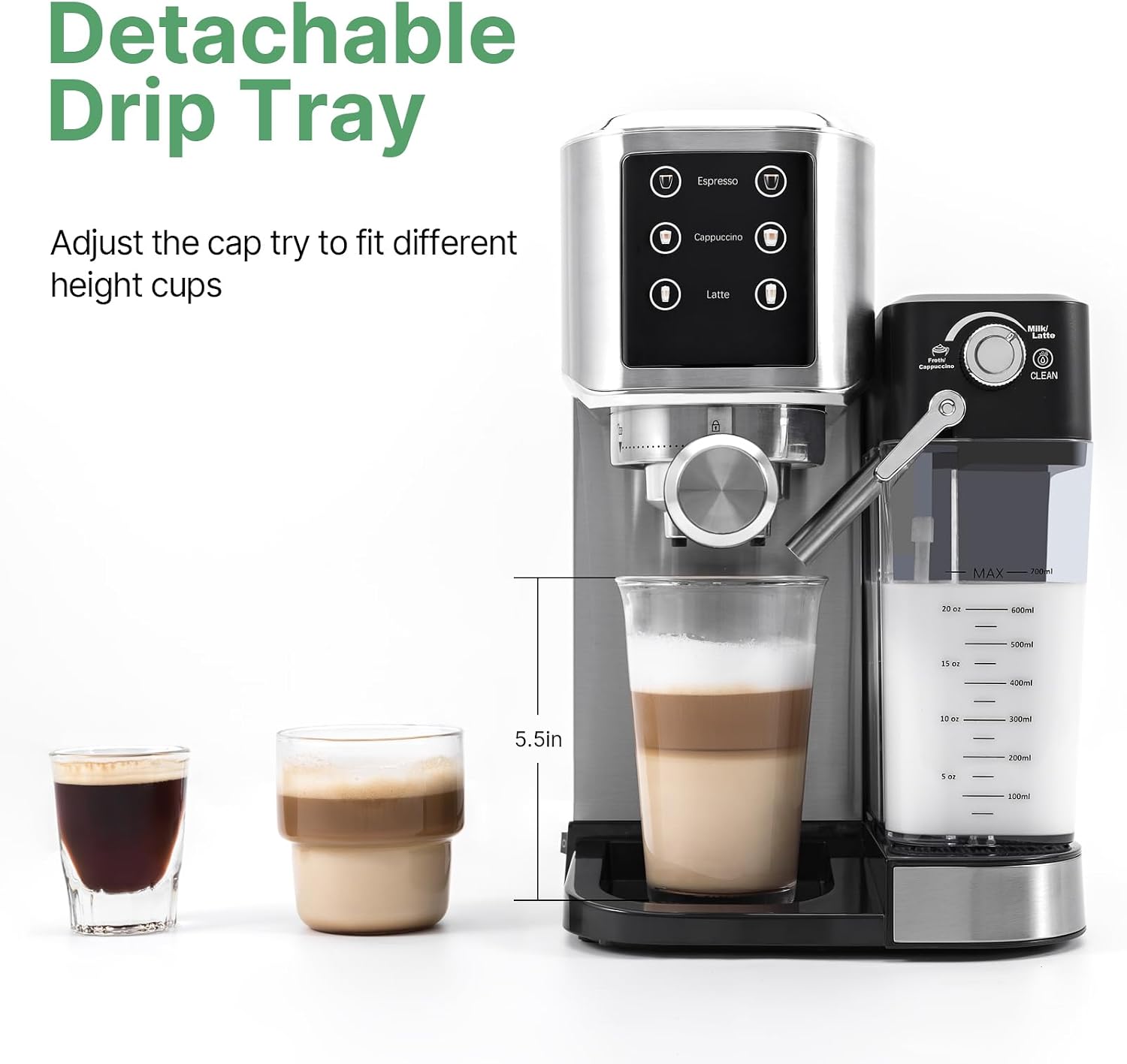 URintells Cuising Espresso Machine 20 Bar, Touchscreen Espresso Maker with Automatic Milk Frother for Cappuccino Latte, Expresso Coffee Machine for Home with Dual Heating System and Dual Pump