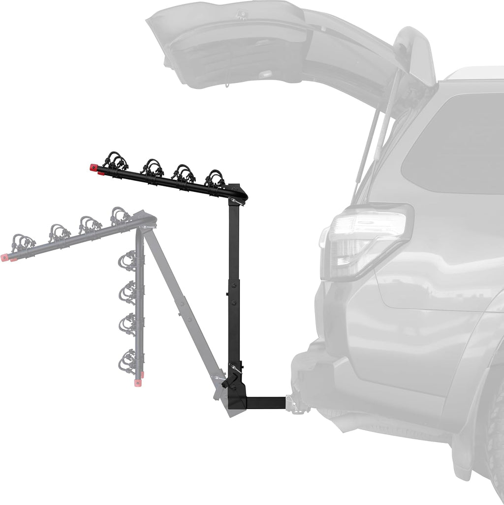 Retrospec Lenox 2-5 Bike Rack Hitch for Car, Truck, SUV - 2in Hitch Mount with Foldable Steel Frame, Anti-Rattle Adapter & Tie Down Straps