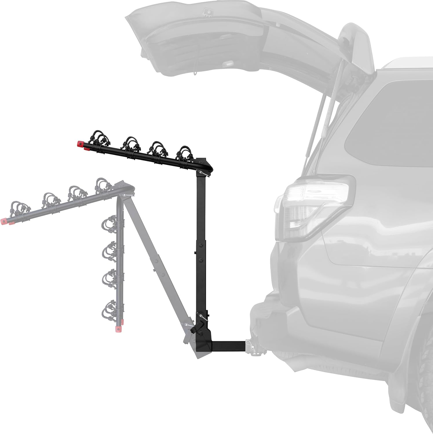 Retrospec Lenox 2-5 Bike Rack Hitch for Car, Truck, SUV - 2in Hitch Mount with Foldable Steel Frame, Anti-Rattle Adapter & Tie Down Straps