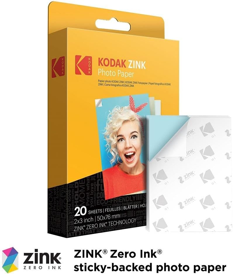 KODAK Printomatic Full-Color Instant Print Digital Camera Colorful Photos On Zink 2x3' Sticky-Back Photo Paper 5MP Gift Bundle: Case + Zink 2x3' 20pk + Album + Stickers + Frames + Markers - Blue