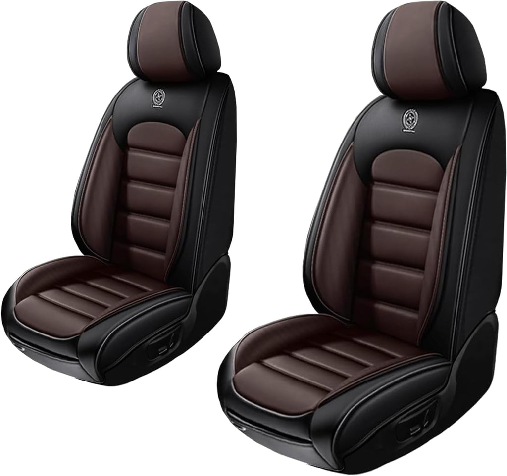2 Front Leather Pickup Trucks Seat Covers for 2007-2025 2026 Chevy Silverado 2500 HD,Non-Slip Vehicle Car Seat Covers,Airbag Compatible Car Seat Cushion Protectors(Standard,Black+Coffee)