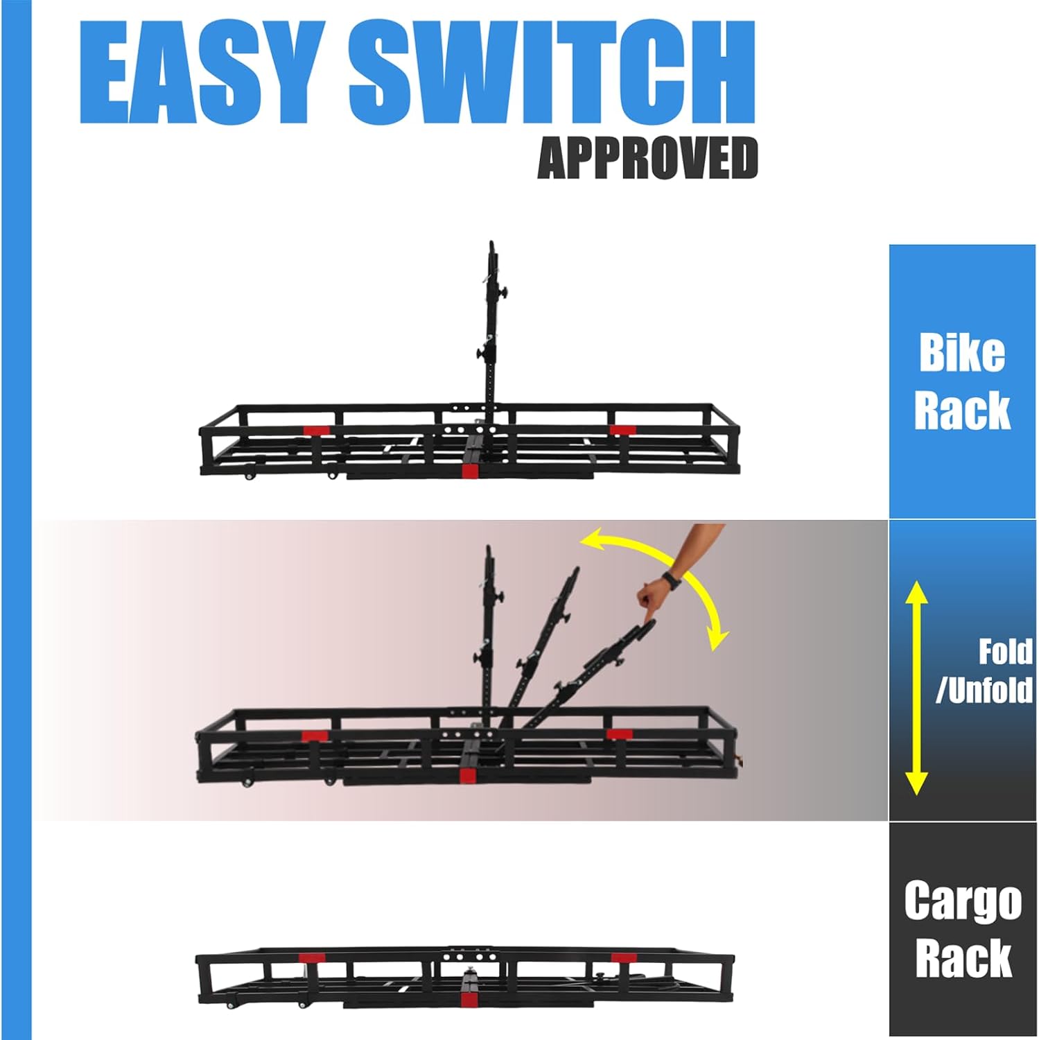 Hitch-Mount Bike Rack for Ebike Heavy-Duty - Comes with Cargo Carrier Fits 2 Electric Fat-Tire Mountain Bicycles Fits 2' Receiver for Car SUV Truck RV Minivan (Blue)