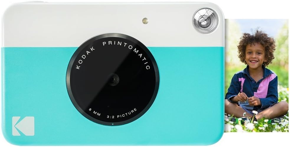 KODAK Printomatic Full-Color Instant Print Digital Camera Colorful Photos On Zink 2x3' Sticky-Back Photo Paper 5MP Gift Bundle: Case + Zink 2x3' 20pk + Album + Stickers + Frames + Markers - Blue