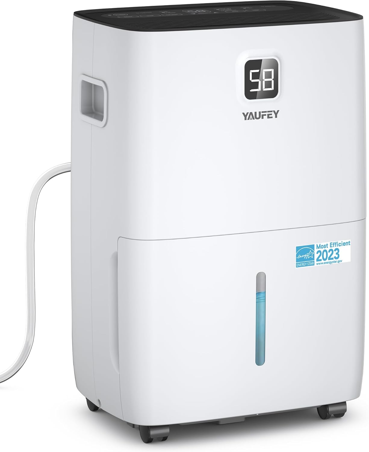Yaufey 6000 Sq. Ft. Energy Star Certified Dehumidifier, Max 120 Pints Dehumidifier for Basement with Drain Hose, Smart Compressor with Intelligent Humidity Control, Dehumidifiers for Home Bedroom