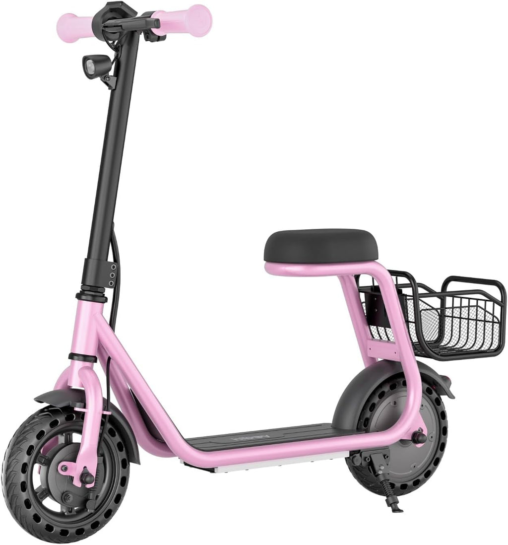 Hiboy Q2 Lite Electric Scooter with Seat for Kids Ages 4–10, LED Lights, UL Certified, 9.3 MPH, 100W Motor, Easy Control