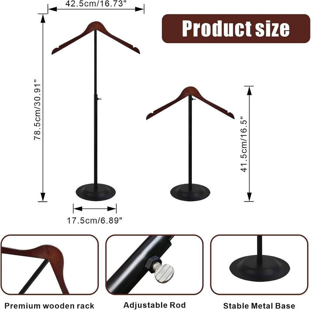 12 Pack T Shirt Display stand, Adjustable T shirt Shoulder Stand for Vendor Portable Hanging wooden Clothes Rack for Clothing Dress Jacket Coat Retail 17-31.5 Inch, Black