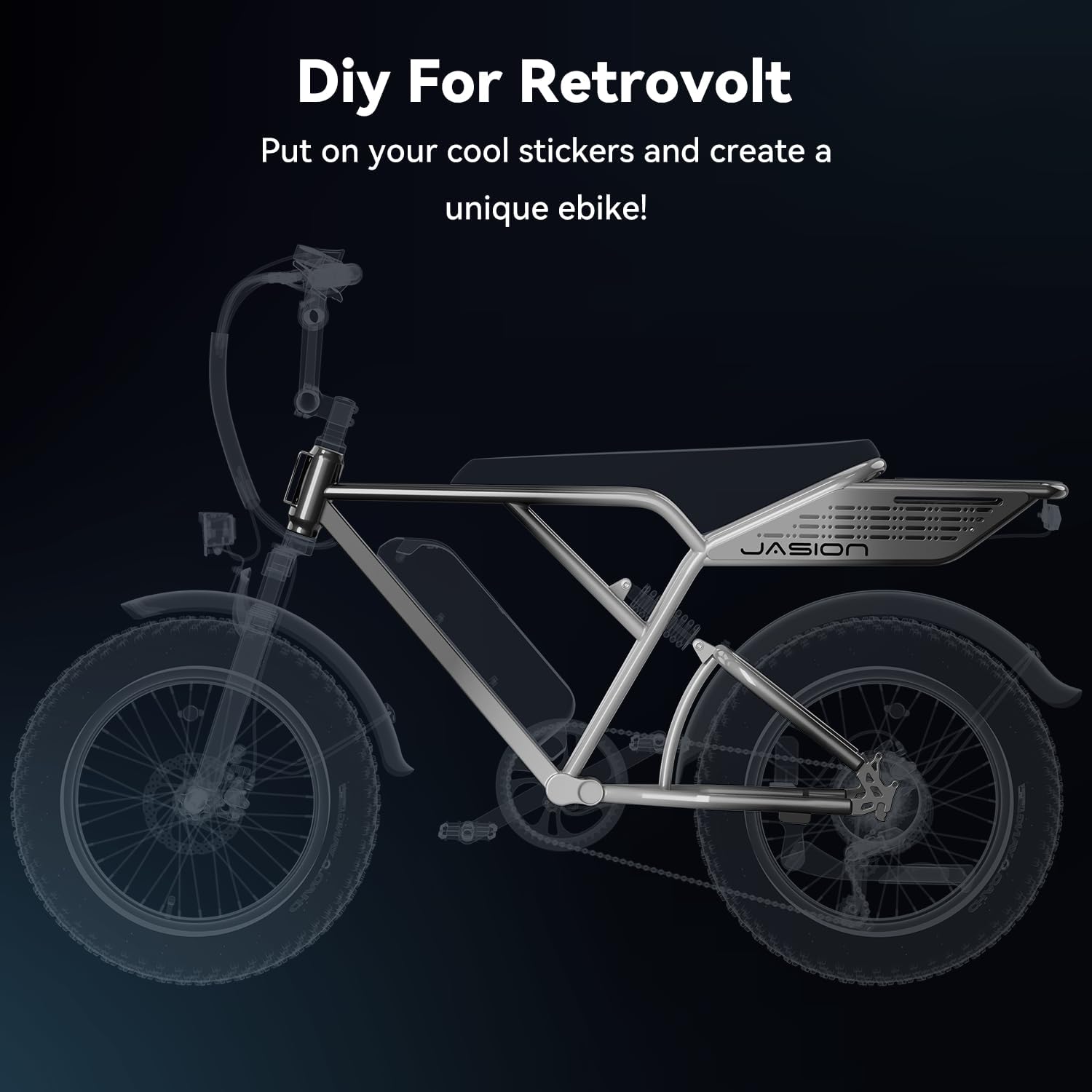 Jasion RetroVolt Electric Bike for Adults, 2000W Peak Motor- 30MPH Electric Dirt Bike, 48V 13AH Battery Mountain EBike, Max 70Miles Electric Motorcycle, 20'' X 4'' Fat Tire All-Terrain E-Bike