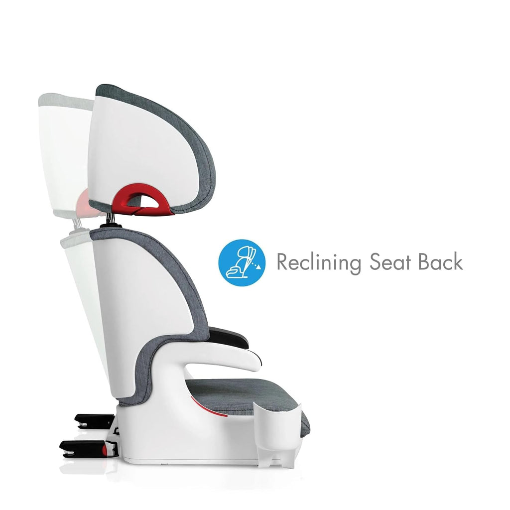 Clek Oobr High Back Booster Seat with Adjustable Headrest, Reclining Design, Latch System, and Retardant-Free Fabric (Latte Ziip)