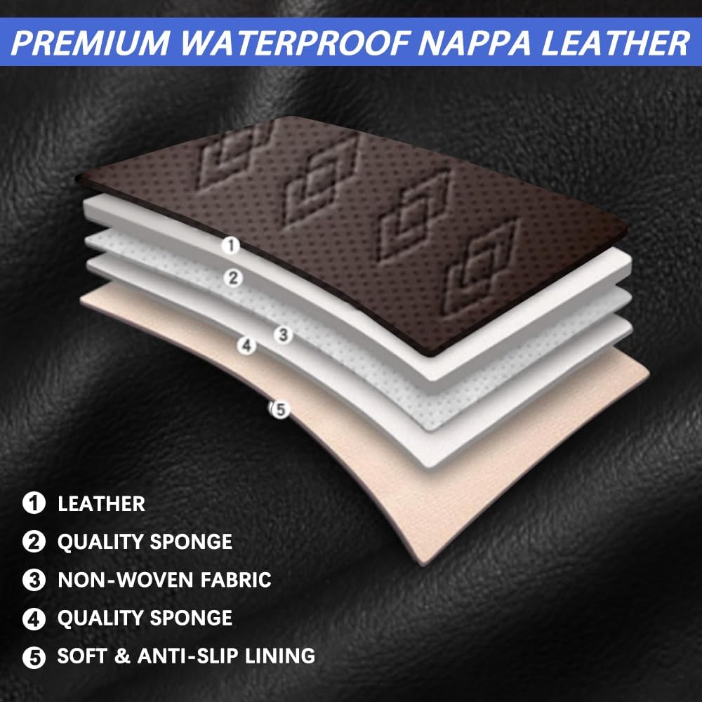 Car Seat Covers for Cadillac Eldorado 1997-2002,Waterproof Leather Seat Covers 2-Seats Standard,Car Interior Accessories with Airbag,Car Seat Protectors for Eldorado(Black+Coffee)