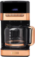 HADEN Quintessential 12 Cup Brew Coffee Maker, 120 Min Keep Warm, Delay Brew, Adjustable Strength, Programmable Clock, 30s Anti Drip, Black/Copper