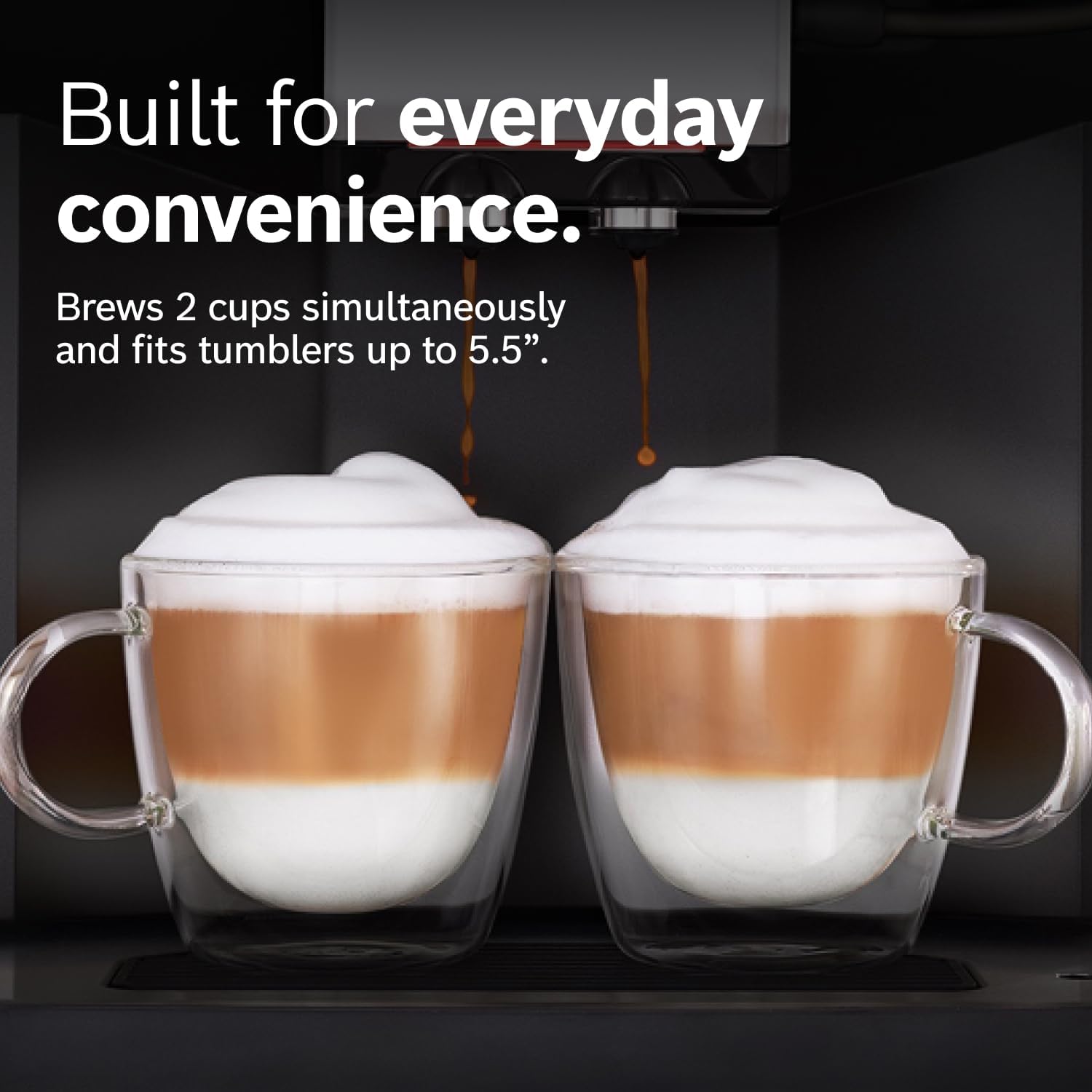 Bosch Fully Automatic Coffee and Espresso Machine - 9 Drinks, Barista Quality, Double Cup Super Coffee Maker - Programmable Machine, Large Bean Capacity - Easy Clean, Maintenance - Black - TPU40109