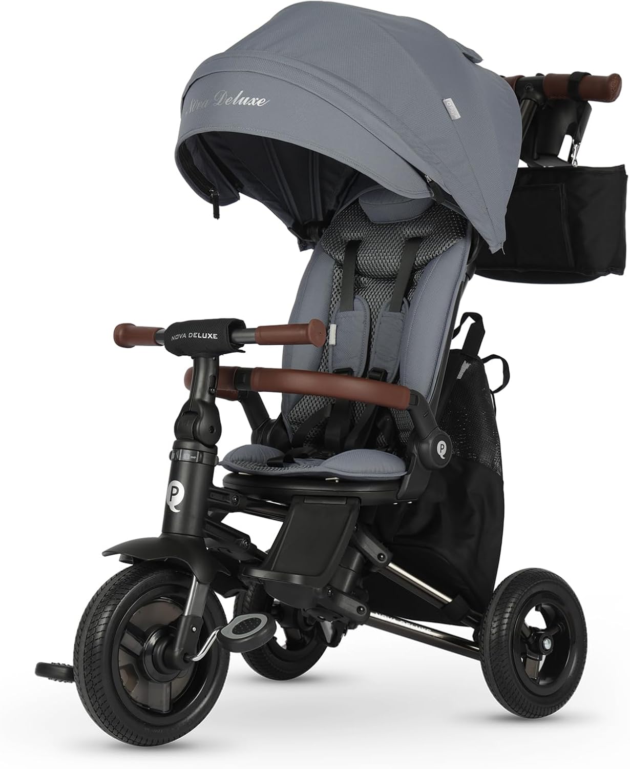 QPlay Baby Bike Stroller for Age 10 Months to 6 Years Old,8 in 1 Folding Toddler Bike Stroller with Removable Canopy & Guardrail Rotatable Seat -Tricycle for Toddlers Age 3-5 Boys & Girls Gift Trike