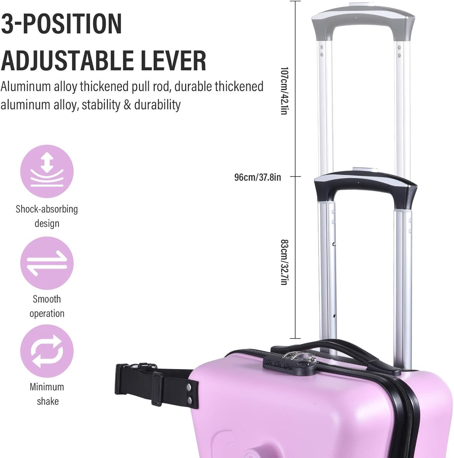 24 Inch Kids Ride On Travel Suitcase, Rolling Luggage with Wheels Carry Trolley Luggages with Password Lock, Children's Ride On Trolley for Children's Day Gift, Festival Gift (Pink)