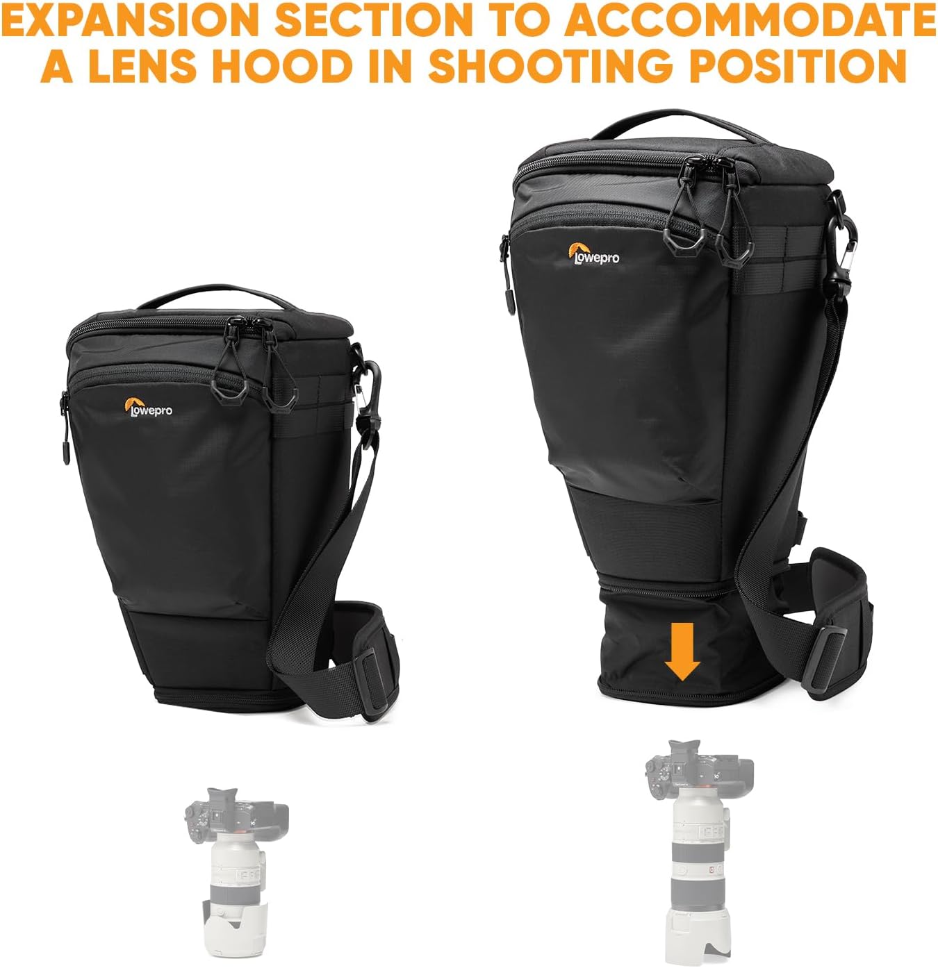 Lowepro ProTactic TLZ 75 Pro AW III Toploader Camera Bag,Camera Case for DSLR, Mirrorless,Volume 6L,Dim:14.57x5.5x6.3in for Cameras w/Lens attached,Modular Shoulder Bag,for Photographer/Videographer
