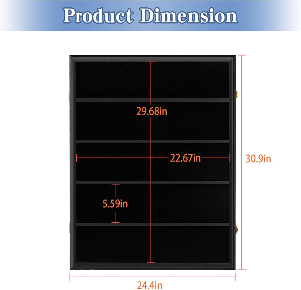 35 Graded Sports Card Display Case 3 Pack with UV Protection Lockable Wall Frame Cabinet for Basketball Football Baseball Hockey Trading Cards with Gold Lock