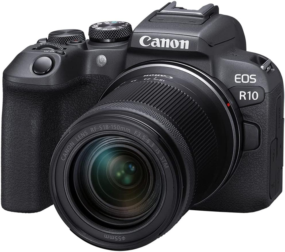 Canon EOS R10 RF-S18-150mm F3.5-6.3 is STM Lens Kit, Mirrorless Vlogging Camera, 24.2 MP, 4K Video, DIGIC X Image Processor, High-Speed Shooting, Subject Tracking, Compact, for Content Creators Black