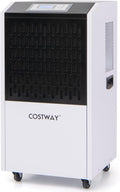 COSTWAY 250 Pints Commercial Dehumidifier with Drain Hose, Industrial Heavy Duty Dehumidifier, 24H Timer & 4 Wheels for Basement, Warehouse, Water Damage Restoration, Large Spaces up to 8,500 Sq.Ft