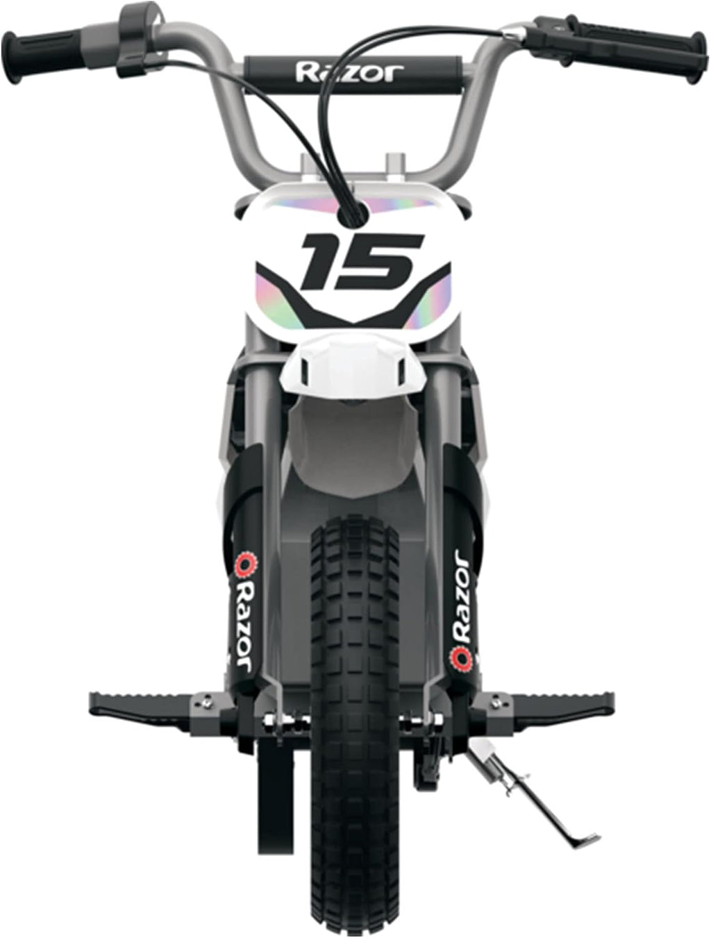 Razor MX400 Dirt Rocket Electric Bike for Kids Ages 8+, 140 lb Max Weight, White – 24V Battery, Up to 14 Mph, 30-Min Ride Time on High Speed, Twist-Grip Throttle, Spoked Wheels w/ 12' Pneumatic Tires