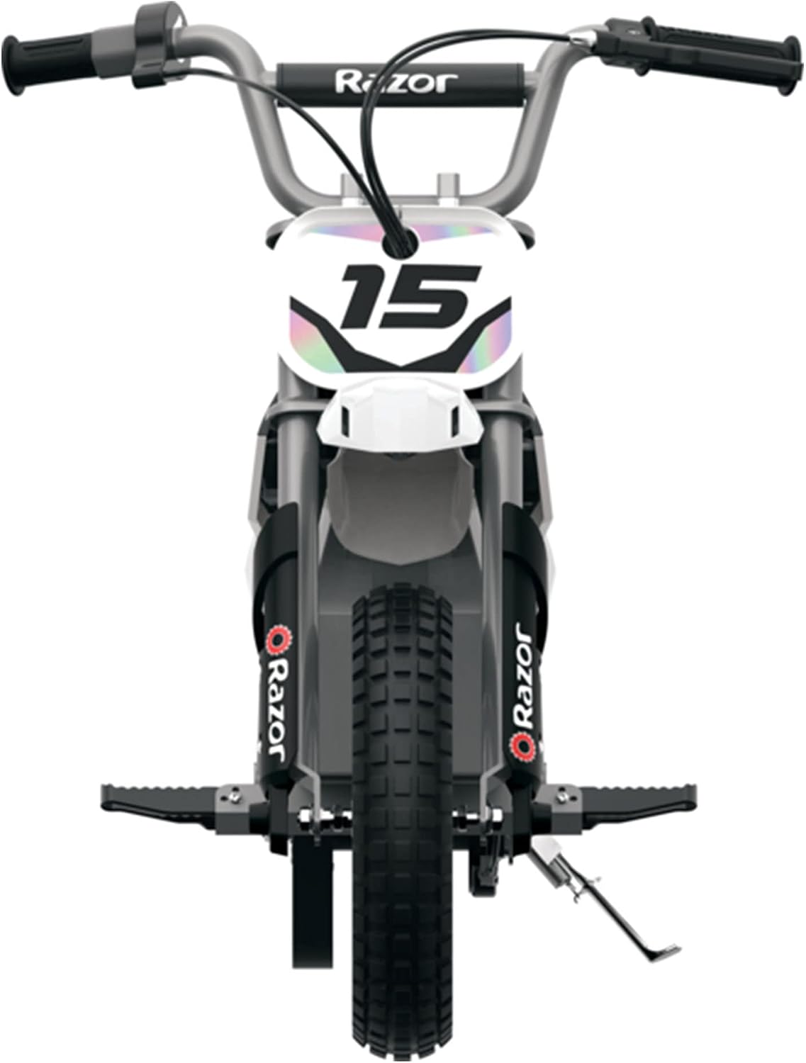 Razor MX400 Dirt Rocket Electric Bike for Kids Ages 8+, 140 lb Max Weight, White – 24V Battery, Up to 14 Mph, 30-Min Ride Time on High Speed, Twist-Grip Throttle, Spoked Wheels w/ 12' Pneumatic Tires