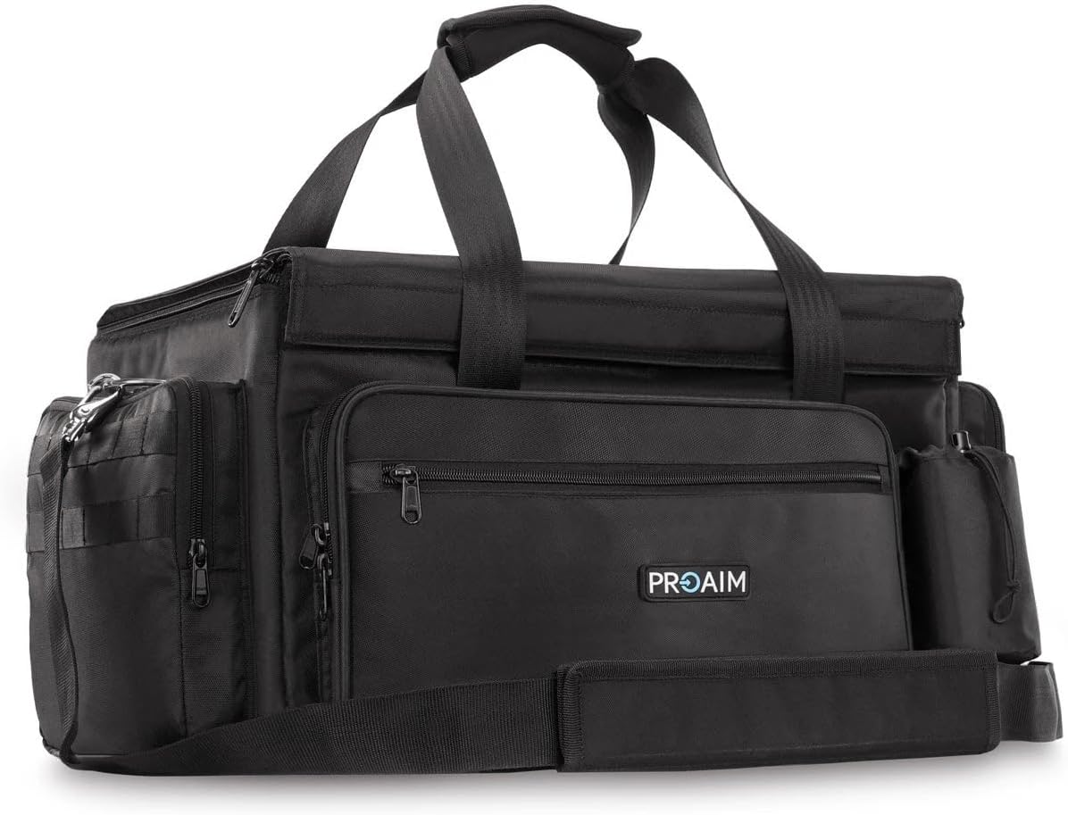 PROAIM Cine Cube Bag for Camera Gear, Photographer, Videographer Videomakers. Solid & Spacious, Removable Pouches, 4 Clear Pockets & Back Slate Pocket. Bottle Holder, Waterproof + Sling (P-CBCC-01)