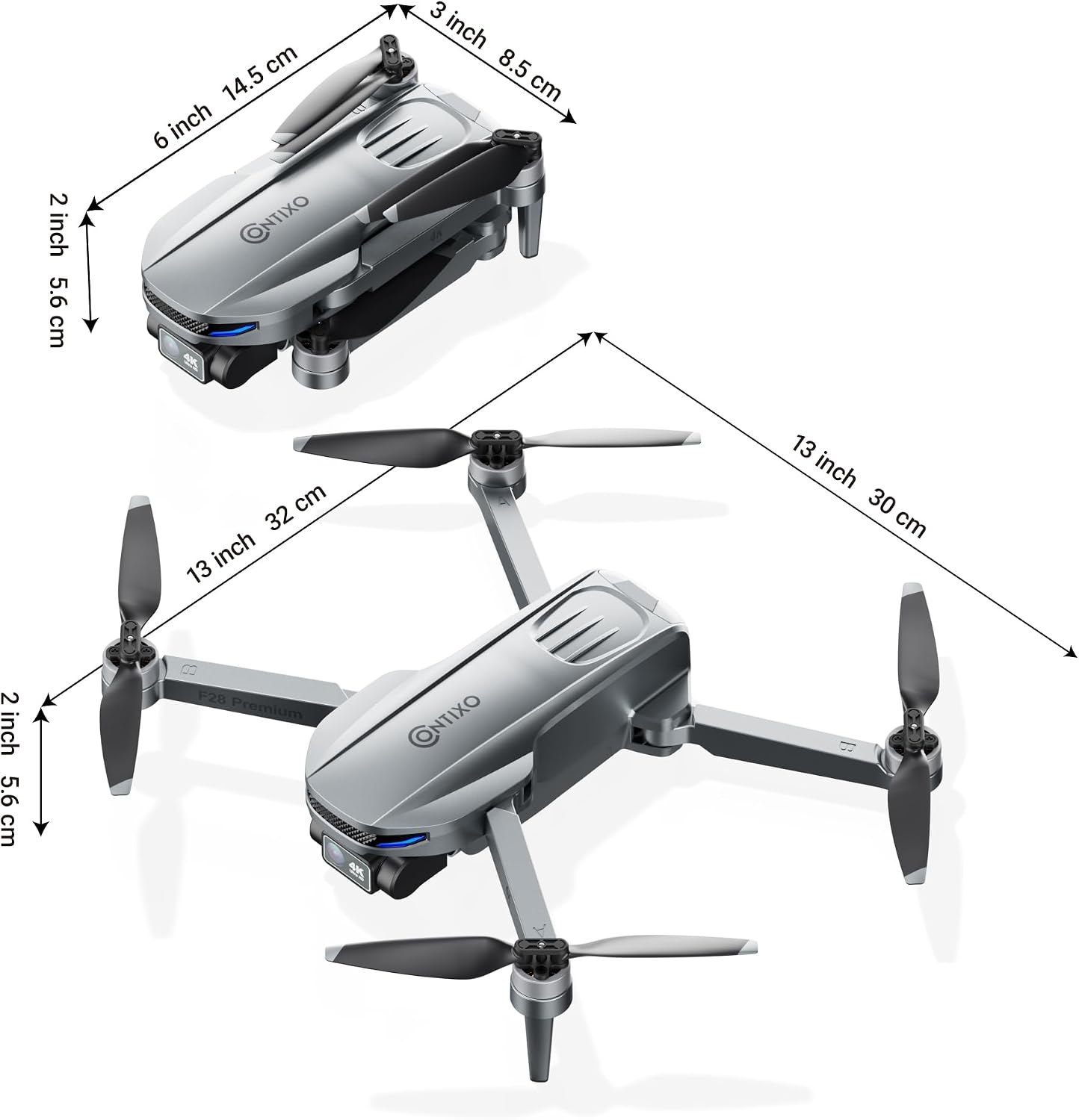 Contixo F28 Premium Two-Axis Gimbal Drone for Adults, 4K Zoom Camera, Brushless Motor, 23 Min Flight, Accurate GPS, Auto Return, Follow Me, 110° Wide-Angle FPV, Portable Foldable Drone for Beginners