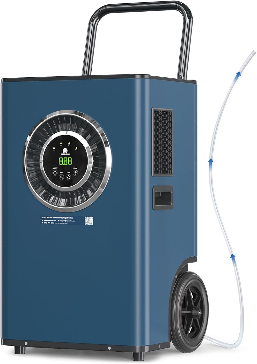 ARGENDON 110 Pints Commercial Dehumidifier with Drain Hose for Basement, Heavy Duty Dehumidifiers with Pump on Wheels for Industrial Uses, Water Damage Restoration, AUTO Defrost, 5-Years Warranty