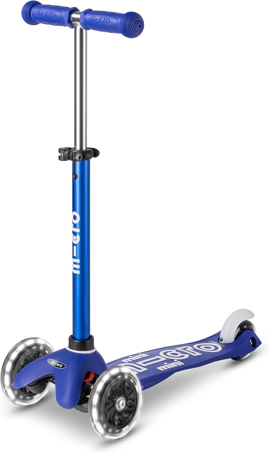 Micro Kickboard | Mini LED Kids Scooter for Ages 2-5 | Children up to 110 lbs | 3 Wheel Lean-to-Steer Design | Adjustable T Bar | Smooth Ride, Motion Activated PU LED Wheels | Swiss Design