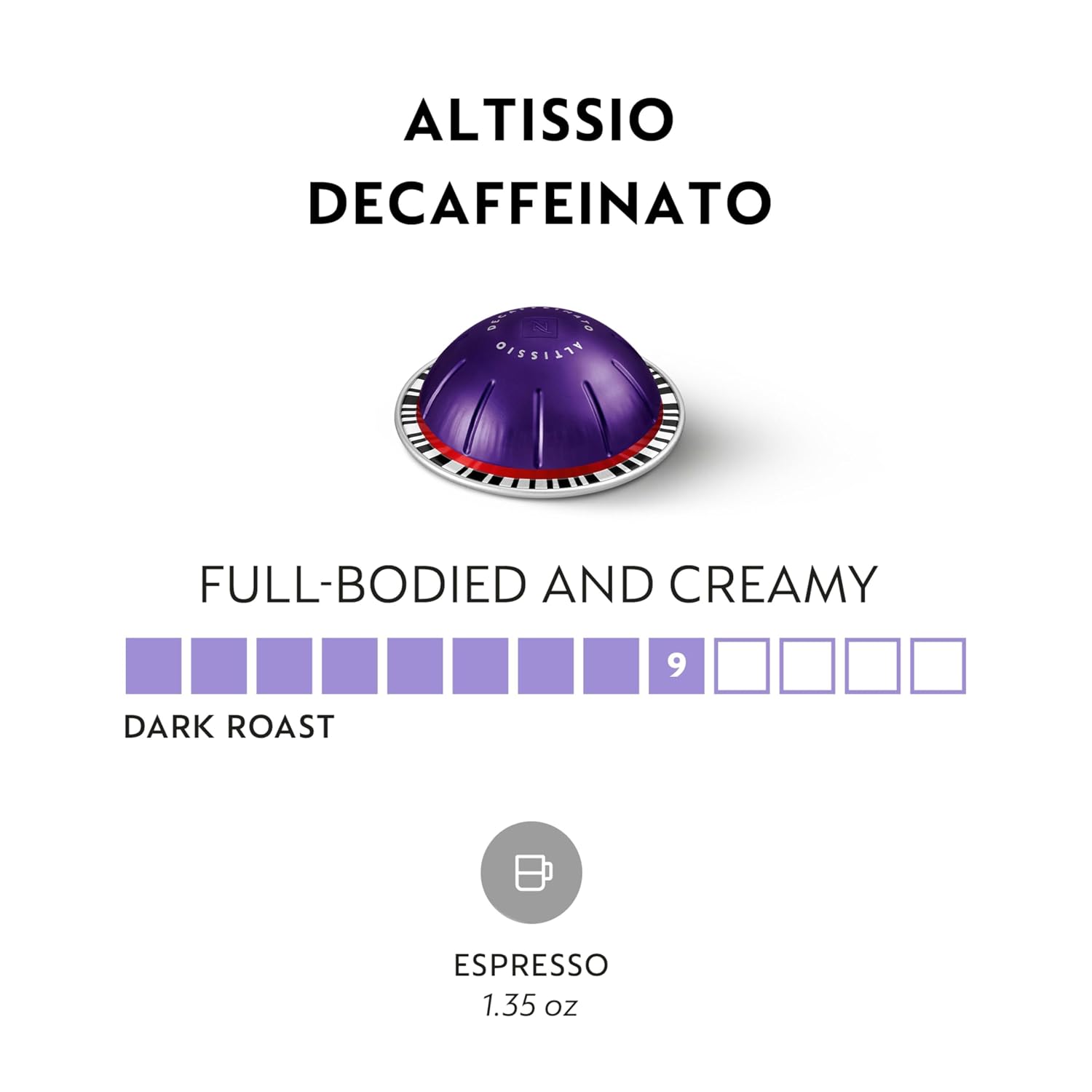 Nespresso Capsules Vertuo,Altissio Decaffeinato,Dark Roast Espresso,50-Count Espresso Pods,Brews 1.35 oz.,(Pack of 2)
