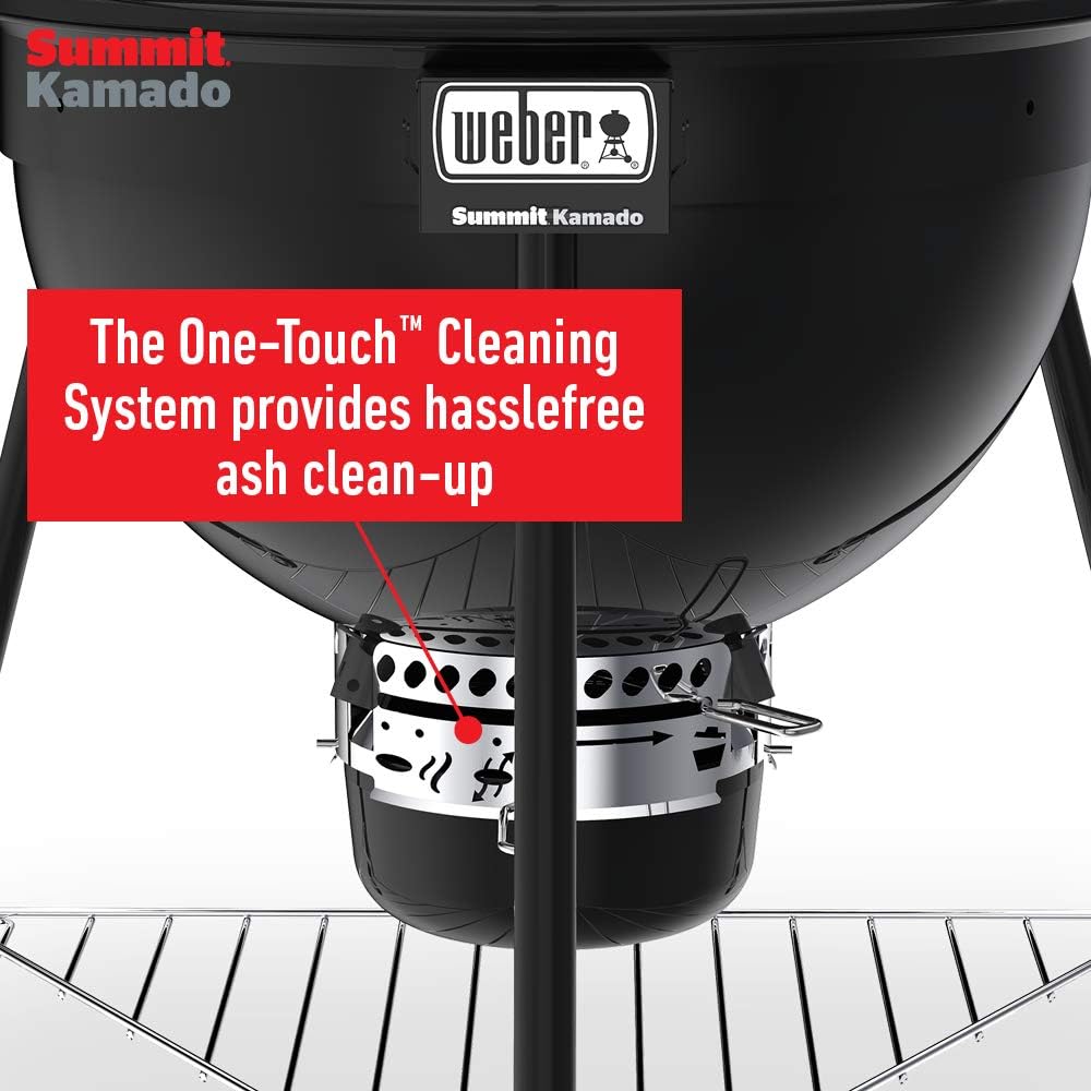 Weber Summit® Kamado E6 Charcoal Grill, Black – Dual‑Walled Insulated Steel Kamado with 24' Cooking Area, Porcelain‑Enameled Kettle & One‑Touch Cleaning System