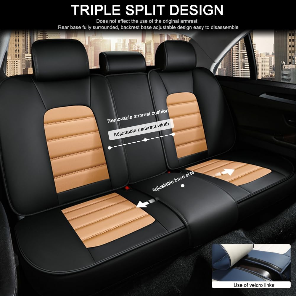 5 Seat Covers for BMW X7 2019-2024 Leather Car Seat Covers Waterproof Anti-Slip Soft Car Seat Protectors Comfort Premium Automotive Seat Covers with Airbag（Standard,Black+Orange）