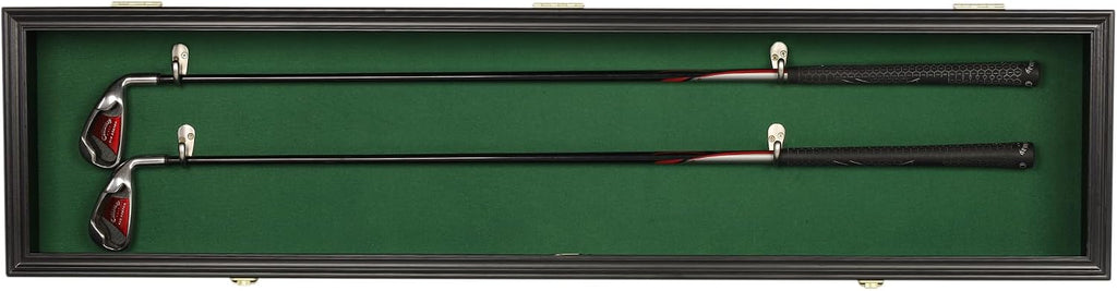ONE 44' Rifle Gun Shotgun Display Case Saber Sword Golf Club Display Case Cabinet Rack Putter Shadow Box w/98% UV - Lockable Door (Green Felt)-Black Frame
