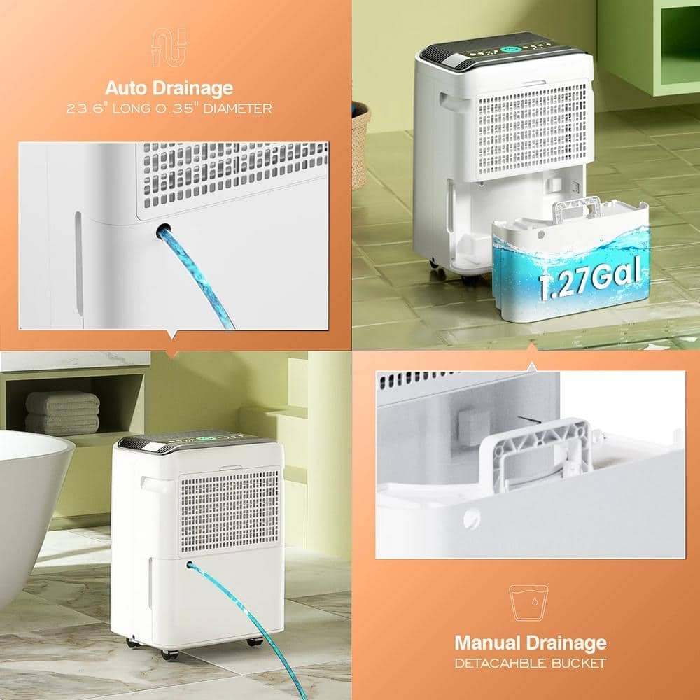 AIRPLUS 50 Pints Dehumidifiers for Home, 5500 Sq. Ft Dehumidifier for Basement with Drain Hose, Continuous Drainage, Intelligent Humidistat, Dehumidifier for bathroom, bedroom, Large Room