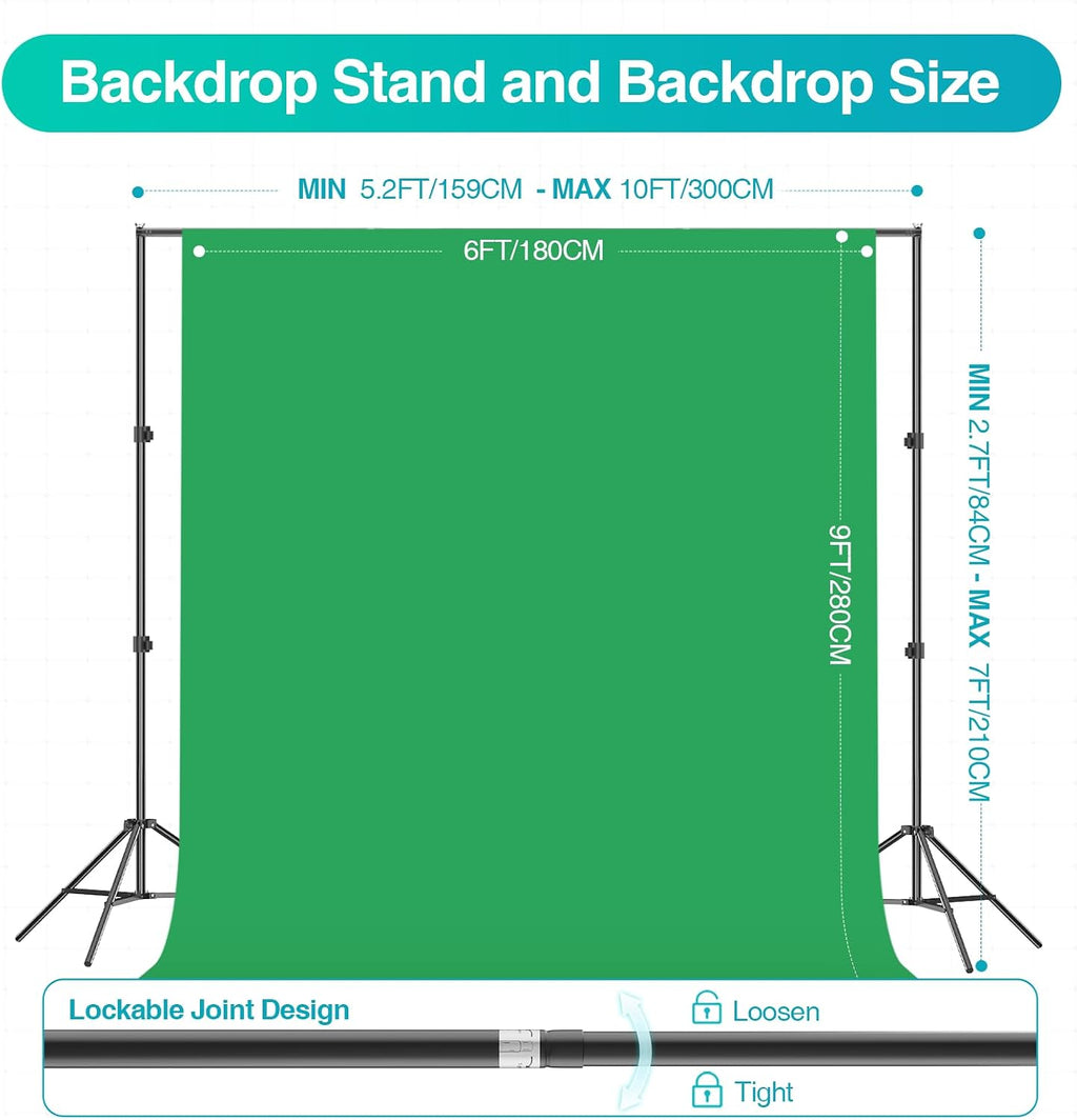EMART Photography Lighting Kit, 7 x 10 FT Backdrop Stand with 6 x 9 FT Backdrop, Softbox Lighting Kit with 85W 3000K-6000K LED Bulbs, Professional Studio Lights for Portrait Shooting, Video Recording