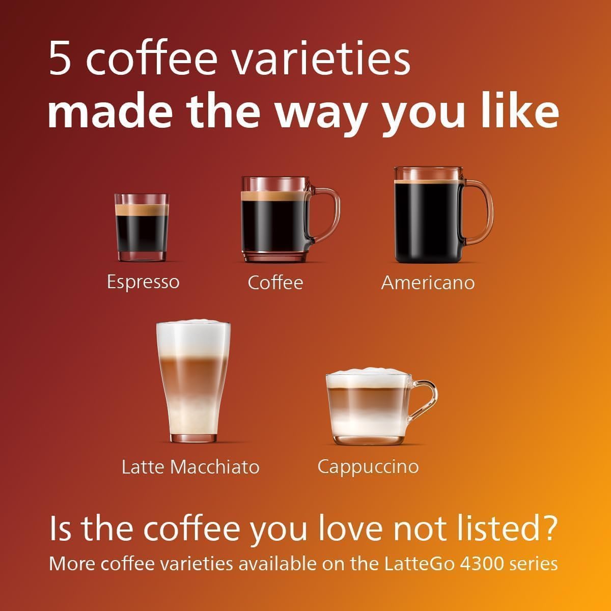 Philips 4300 Series Fully Automatic Espresso Machine - LatteGo Milk Frother, 8 Coffee Varieties, Intuitive Touch Display, Black, (EP4347/94)