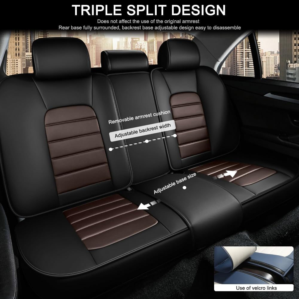 5 Seat Covers for Kia Sportage Hybrid 2023-2025 2026 Leather Car Seat Covers Waterproof Anti-Slip Car Seat Protectors Comfort Automotive Seat Covers with Airbag（Luxury,Black+Coffee）